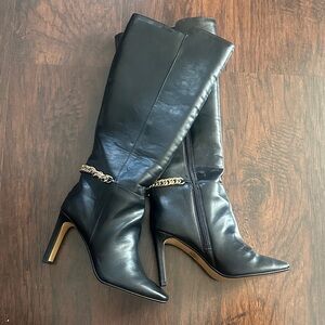 Express Black Heeled Boots with Chain Detail